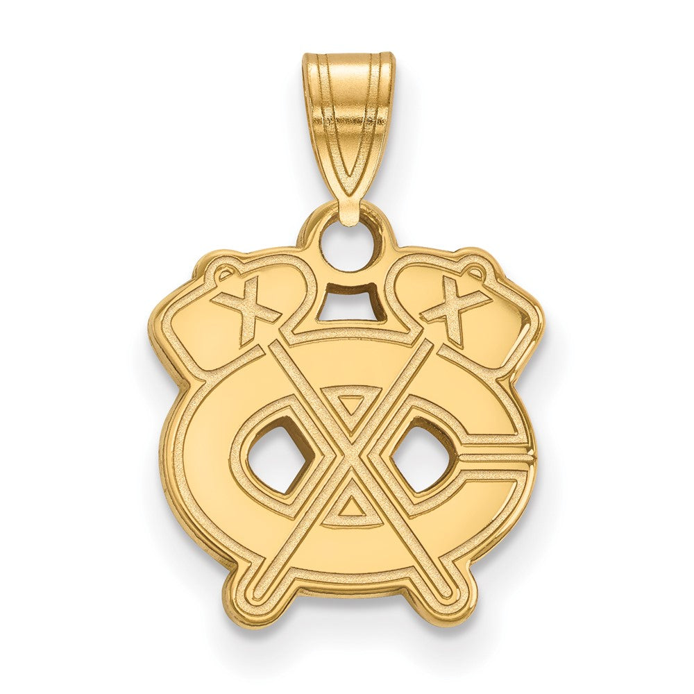 Gold Plated Sterling Silver Nhl Logoart Chicago Blackhawks Letter C And Tomahawk Small Pendant