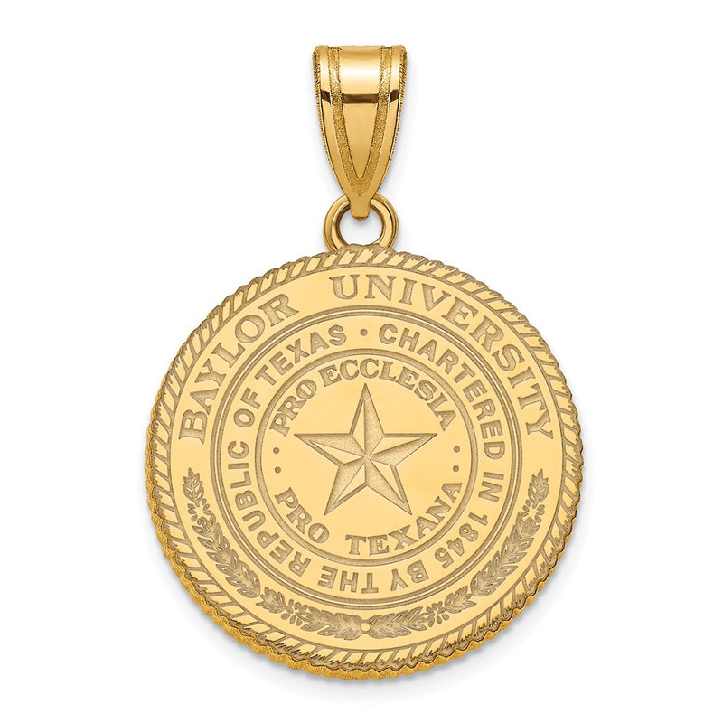 Gold Plated Sterling Silver Logoart Baylor University Large Crest Pendant