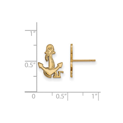 Gold Plated Sterling Silver Logoart Delta Gamma Sorority Symbol Extra Small Post Earrings