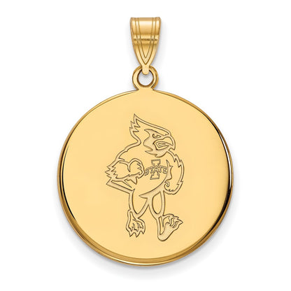 Gold Plated Sterling Silver Logoart Iowa State University Cardinal Large Disc Pendant