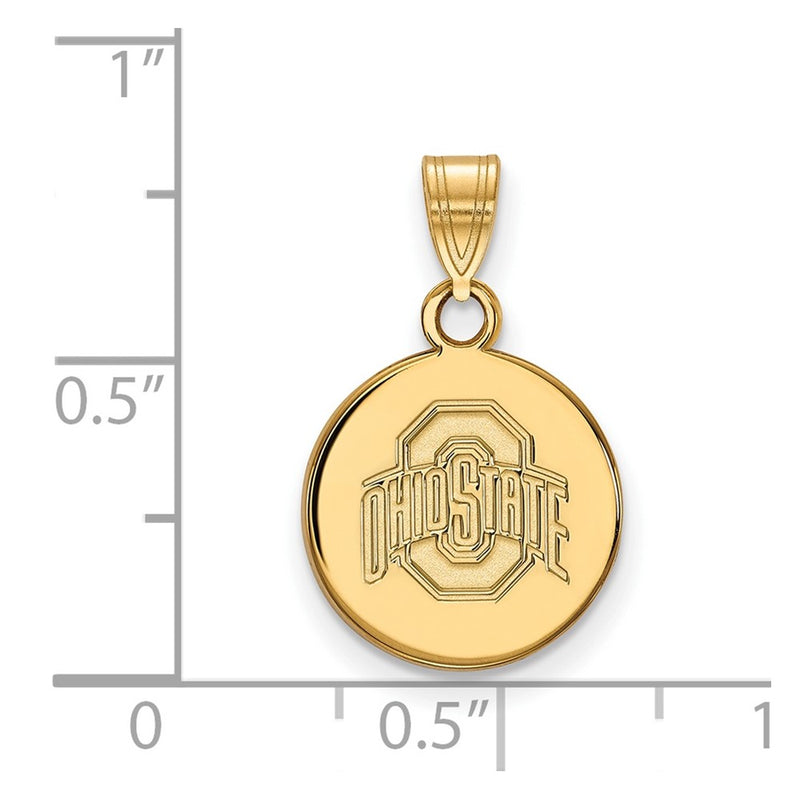 Gold Plated Sterling Silver Logoart The Ohio State University Small Disc Pendant