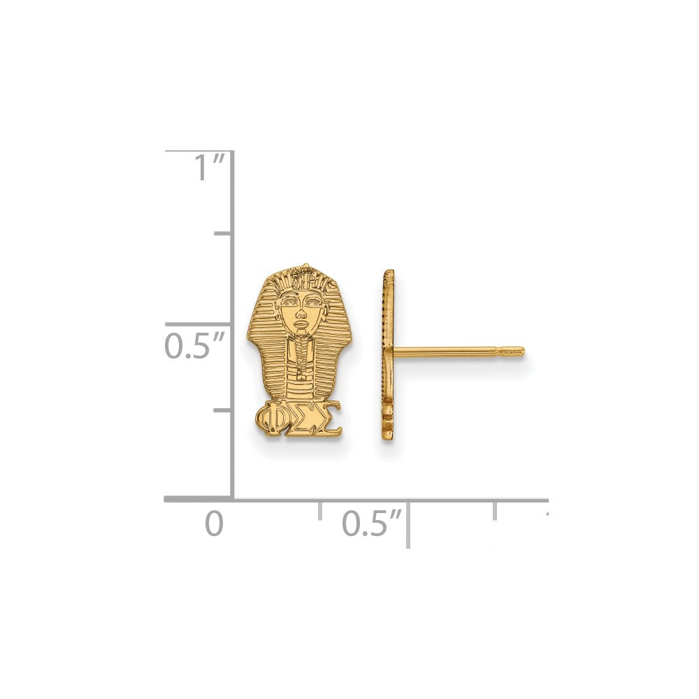 Gold Plated Sterling Silver Logoart Phi Sigma Sorority Symbol Extra Small Post Earrings