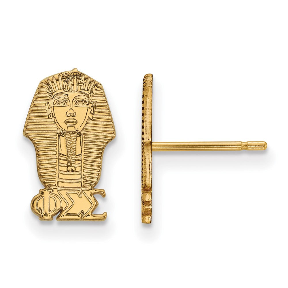 Gold Plated Sterling Silver Logoart Phi Sigma Sorority Symbol Extra Small Post Earrings