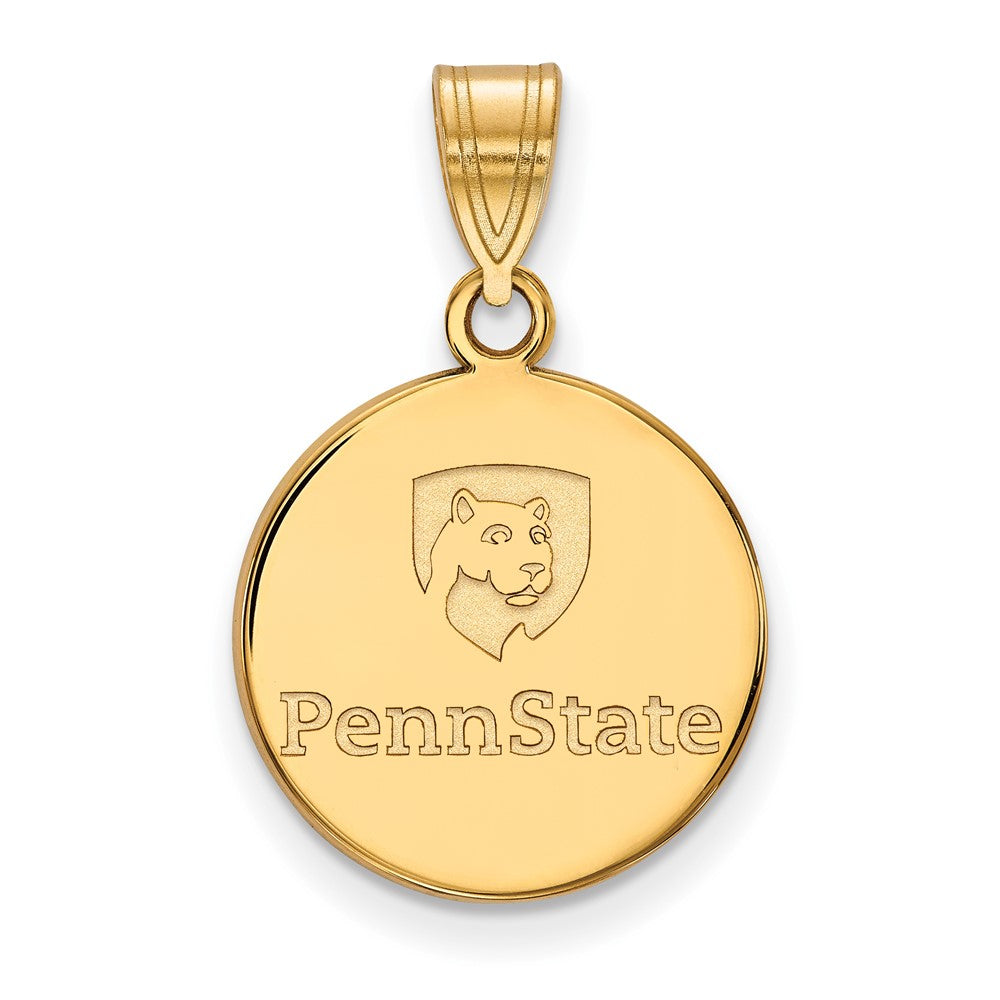 Gold Plated Sterling Silver Logoart Penn State University Medium Disc Pendant