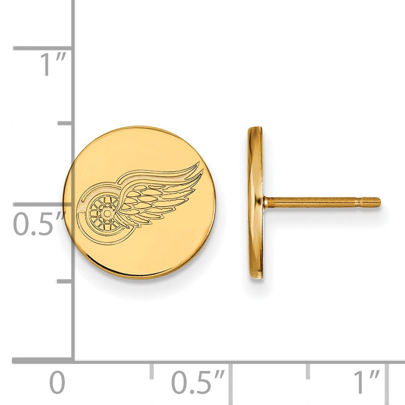 Gold Plated Sterling Silver Nhl Logoart Detroit Red Wings Small Disc Post Earrings