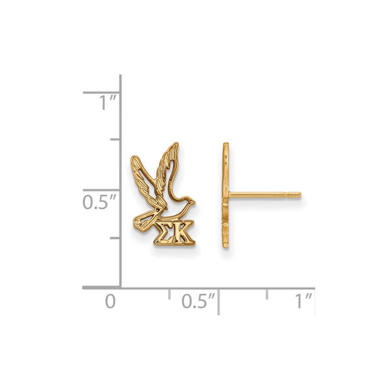 Gold Plated Sterling Silver Logoart Sigma Kappa Sorority Symbol Extra Small Post Earrings