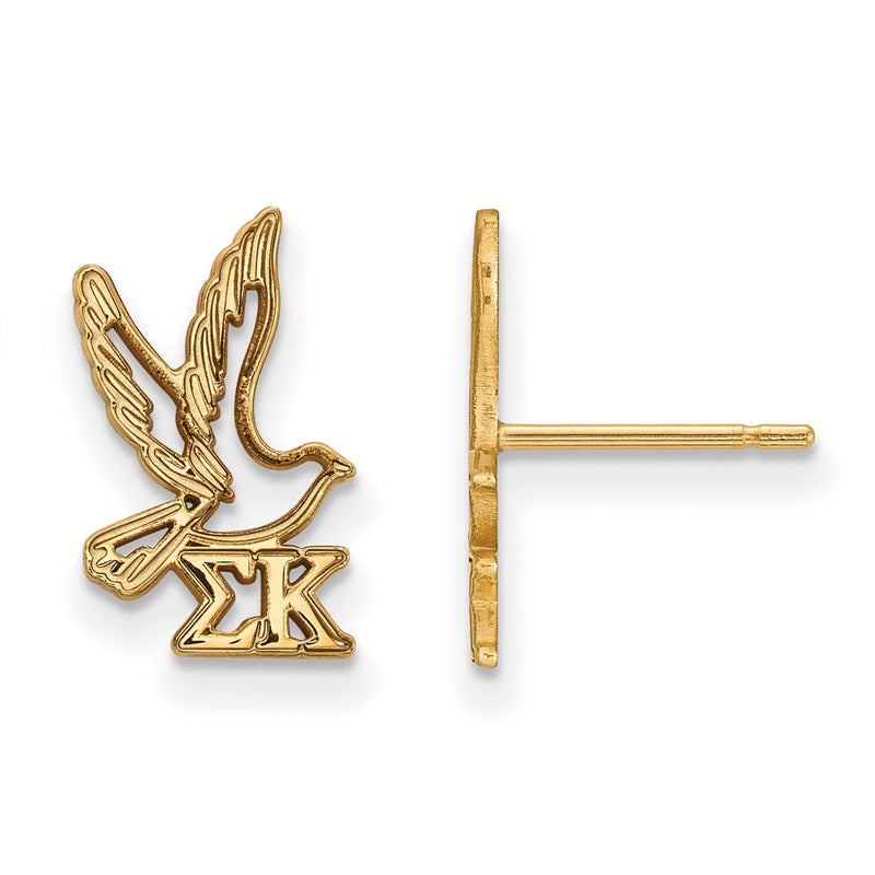 Gold Plated Sterling Silver Logoart Sigma Kappa Sorority Symbol Extra Small Post Earrings