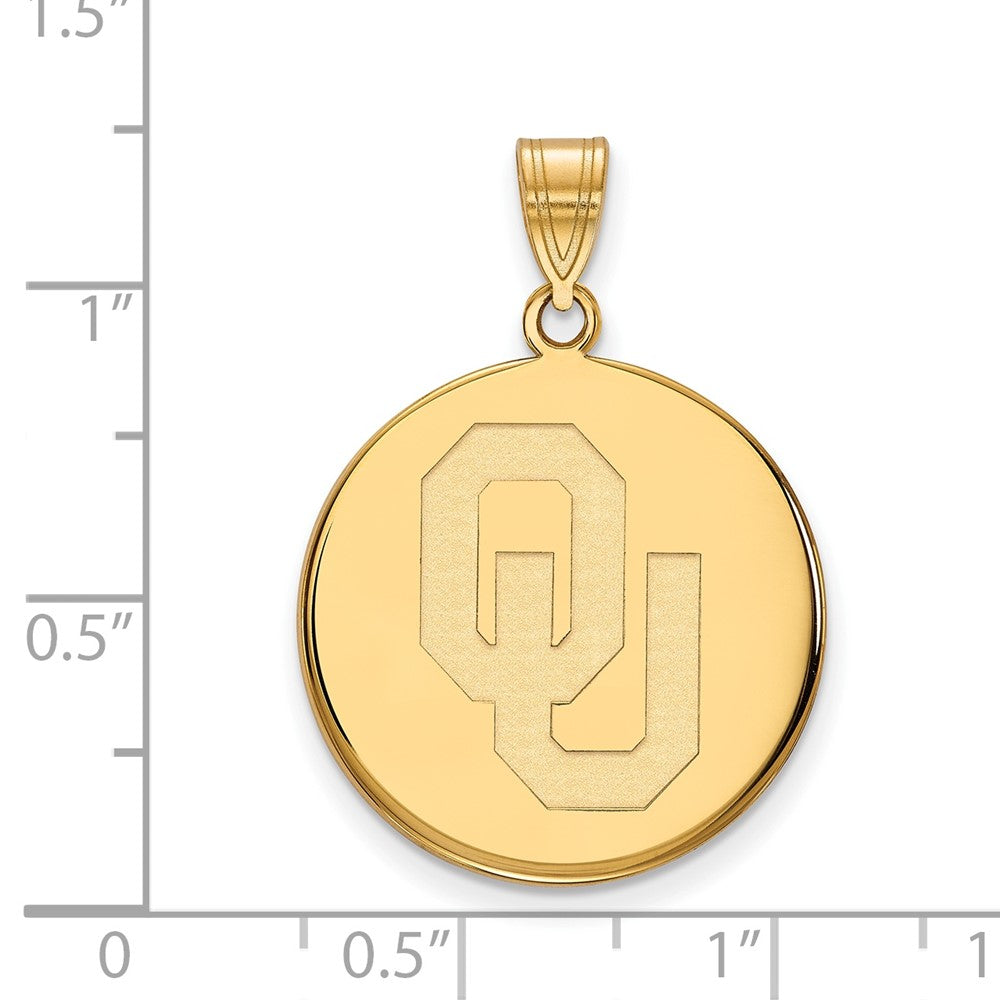 Gold Plated Sterling Silver Logoart University Of Oklahoma O U Large Disc Pendant