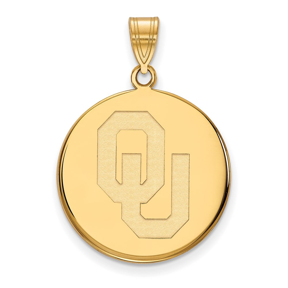 Gold Plated Sterling Silver Logoart University Of Oklahoma O U Large Disc Pendant