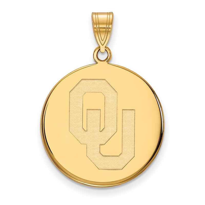 Gold Plated Sterling Silver Logoart University Of Oklahoma O U Large Disc Pendant