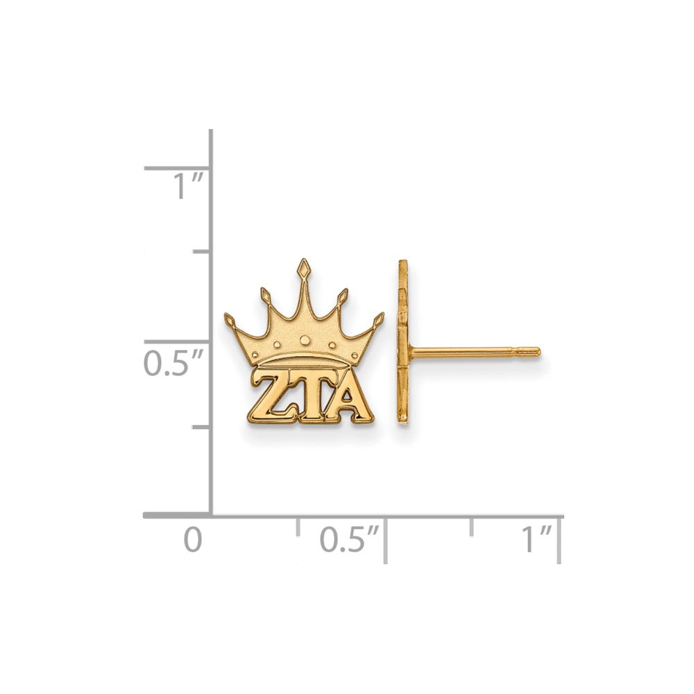 Gold Plated Sterling Silver Logoart Zeta Tau Alpha Sorority Symbol Extra Small Post Earrings