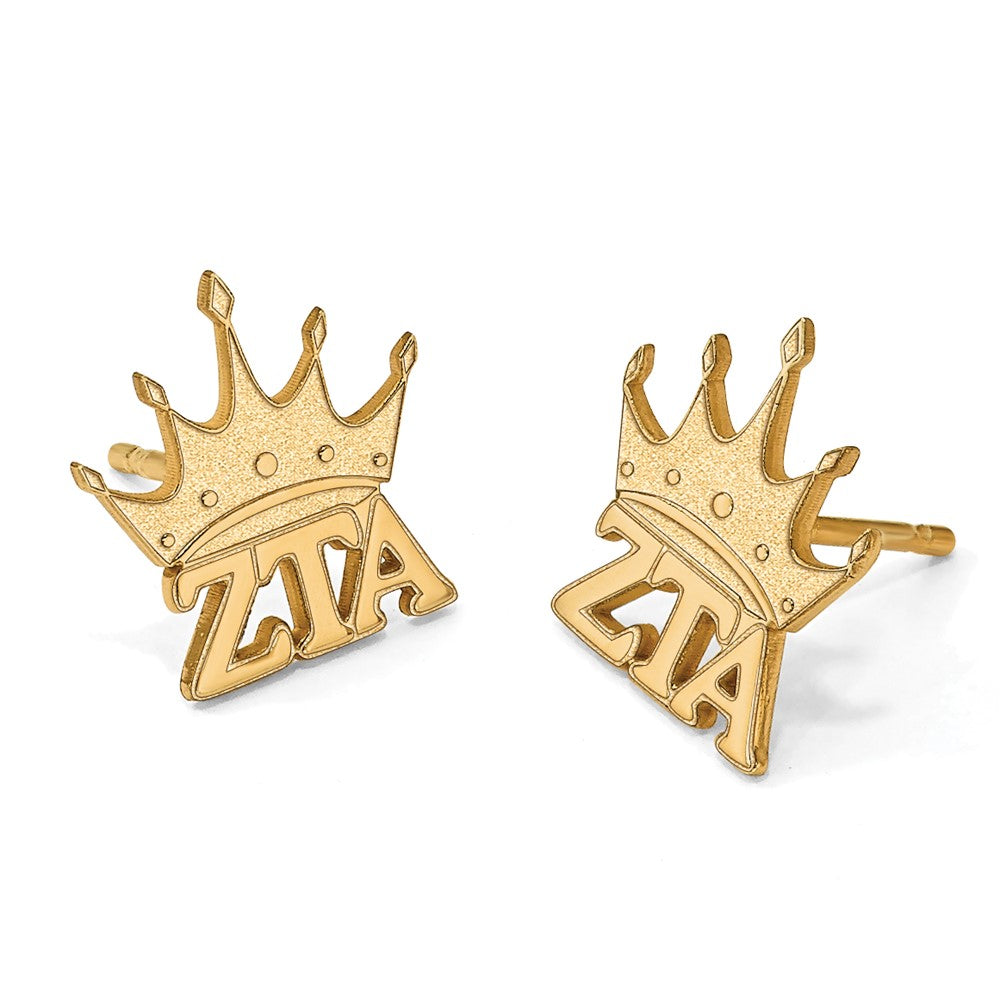 Gold Plated Sterling Silver Logoart Zeta Tau Alpha Sorority Symbol Extra Small Post Earrings