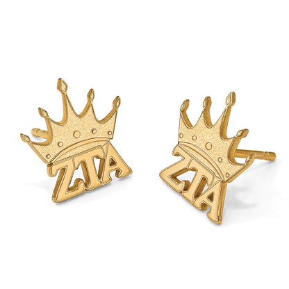 Gold Plated Sterling Silver Logoart Zeta Tau Alpha Sorority Symbol Extra Small Post Earrings
