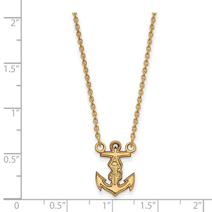Gold Plated Sterling Silver Logoart Alpha Sigma Tau Sorority Symbol Extra Small Pendant 18 Inch Necklace