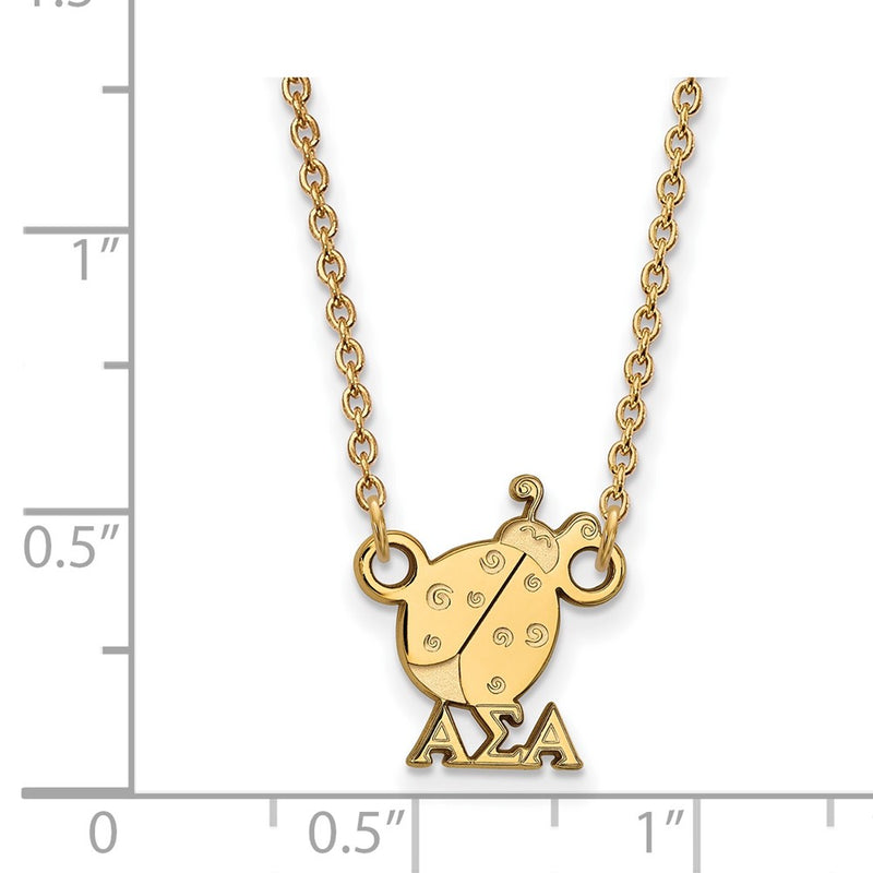 Gold Plated Sterling Silver Logoart Alpha Sigma Sorority Symbol Extra Small Pendant 18 Inch Necklace