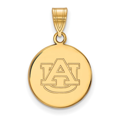 Gold Plated Sterling Silver Logoart Auburn University Medium Disc Pendant