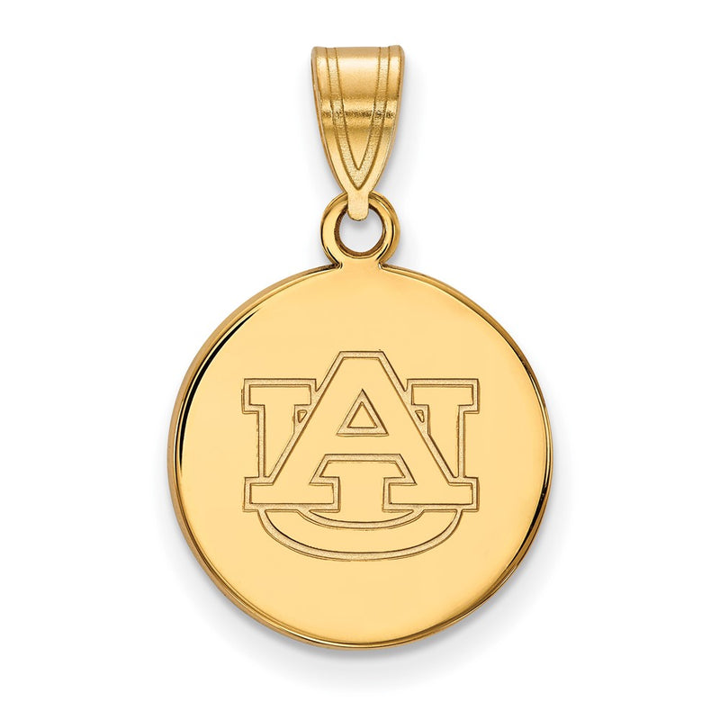 Gold Plated Sterling Silver Logoart Auburn University Medium Disc Pendant