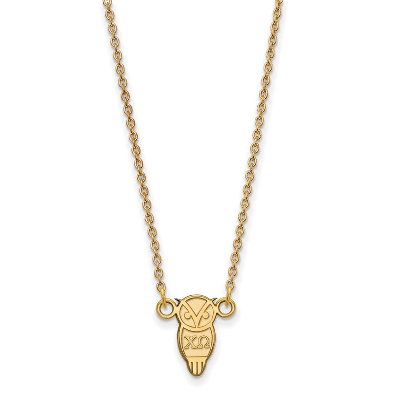 Gold Plated Sterling Silver Logoart Chi Omega Sorority Symbol Extra Small Pendant 18 Inch Necklace