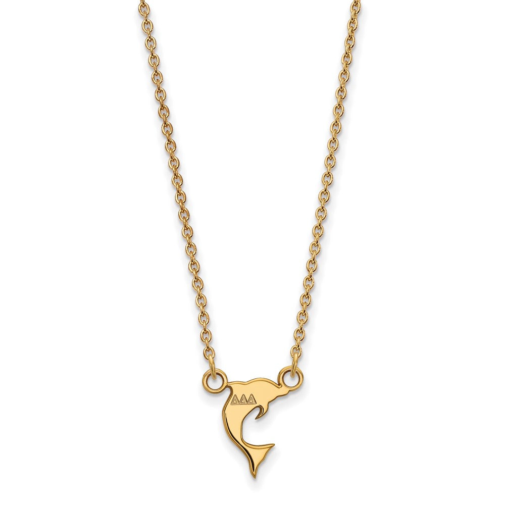 Gold Plated Sterling Silver Logoart Delta Sorority Symbol Extra Small Pendant 18 Inch Necklace