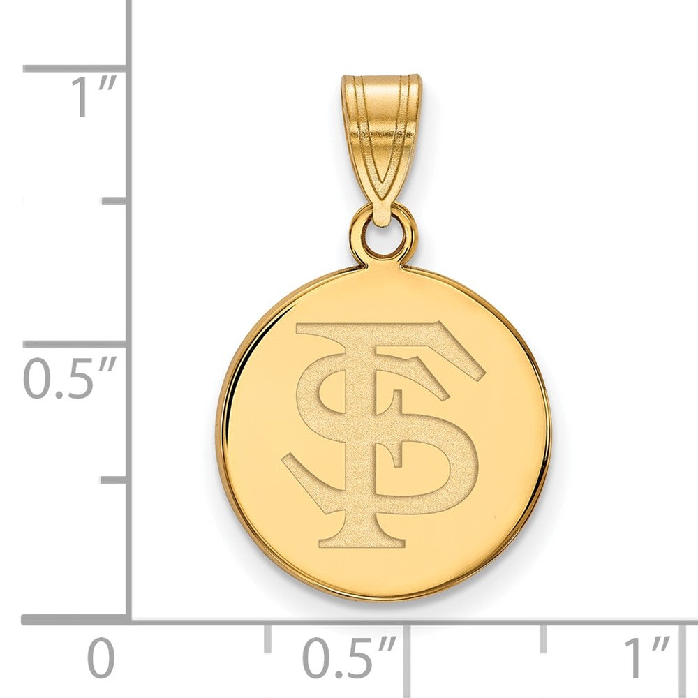 Gold Plated Sterling Silver Logoart Florida State University F S Medium Disc Pendant
