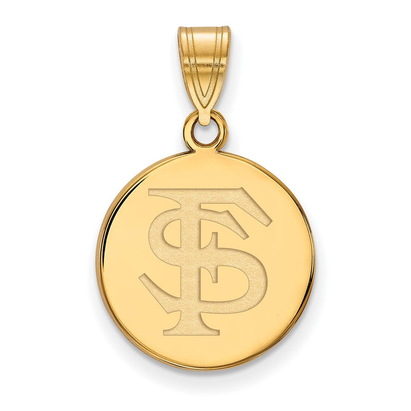 14K Yellow Gold Logoart Florida State University F S Medium Disc Pendant