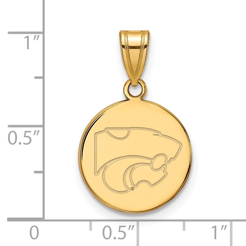 14K Yellow Gold Logoart Kansas State University Wildcat Medium Disc Pendant