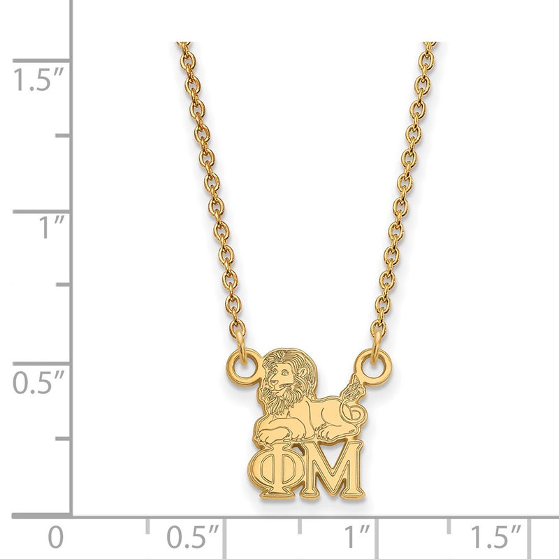 Gold Plated Sterling Silver Logoart Phi Mu Sorority Symbol Extra Small Pendant 18 Inch Necklace