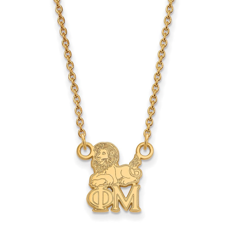 Gold Plated Sterling Silver Logoart Phi Mu Sorority Symbol Extra Small Pendant 18 Inch Necklace