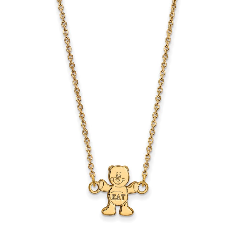 Gold Plated Sterling Silver Logoart Sigma Delta Tau Sorority Symbol Extra Small Pendant 18 Inch Necklace