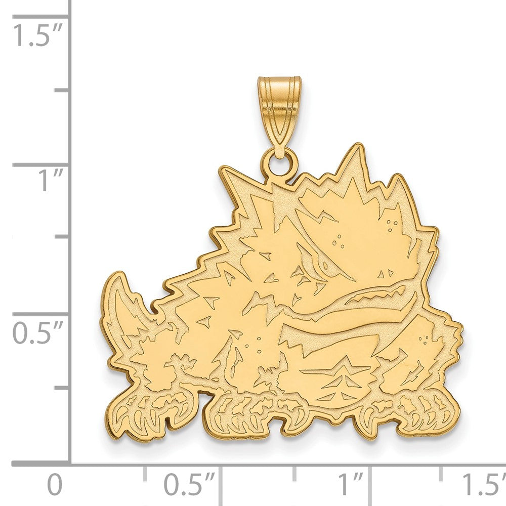 14K Yellow Gold Logoart Texas Christian University Horned Frog Extra Large Pendant