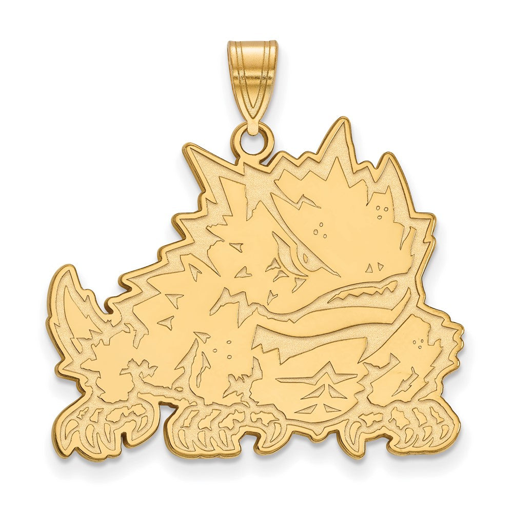 10K Yellow Gold Logoart Texas Christian University Horned Frog Extra Large Pendant