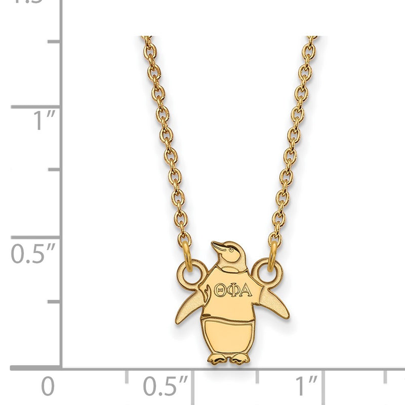 Gold Plated Sterling Silver Logoart Theta Phi Alpha Sorority Symbol Extra Small Pendant 18 Inch Necklace