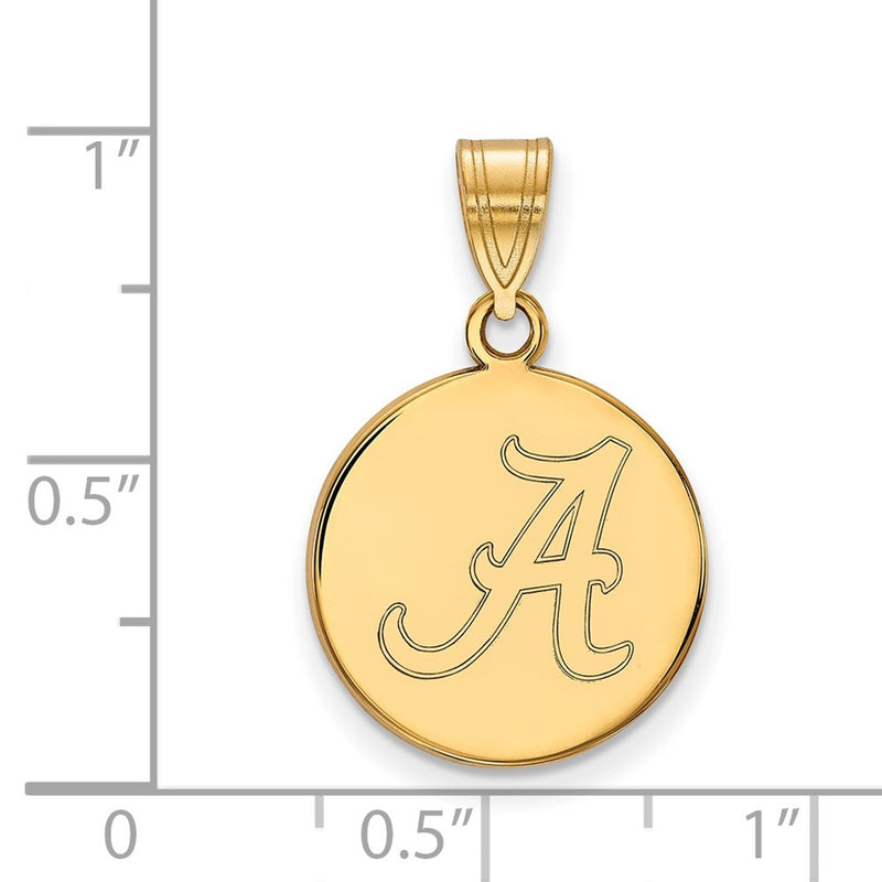 10K Yellow Gold Logoart University Of Alabama Letter A Medium Disc Pendant
