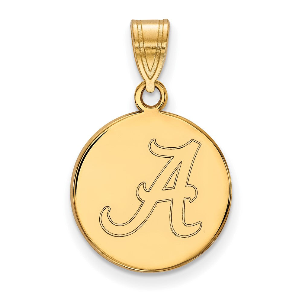 Gold Plated Sterling Silver Logoart University Of Alabama Letter A Medium Disc Pendant