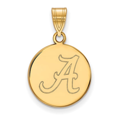 Gold Plated Sterling Silver Logoart University Of Alabama Letter A Medium Disc Pendant