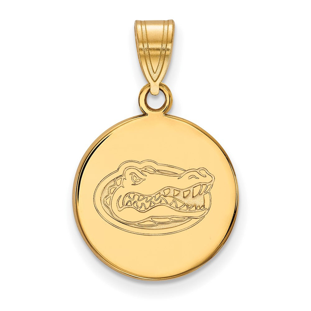 Gold Plated Sterling Silver Logoart University Of Florida Gator Medium Disc Pendant