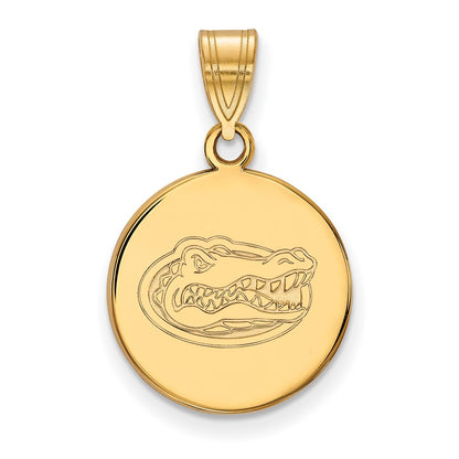 Gold Plated Sterling Silver Logoart University Of Florida Gator Medium Disc Pendant