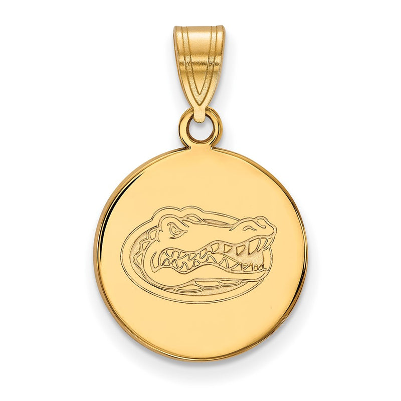 Gold Plated Sterling Silver Logoart University Of Florida Gator Medium Disc Pendant