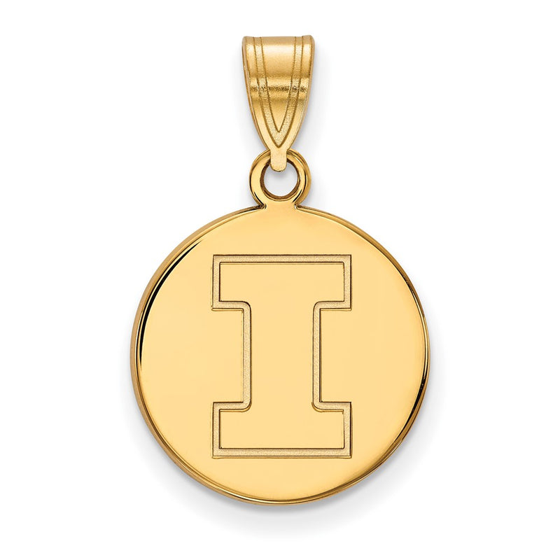 Gold Plated Sterling Silver Logoart University Of Illinois Letter I Medium Disc Pendant