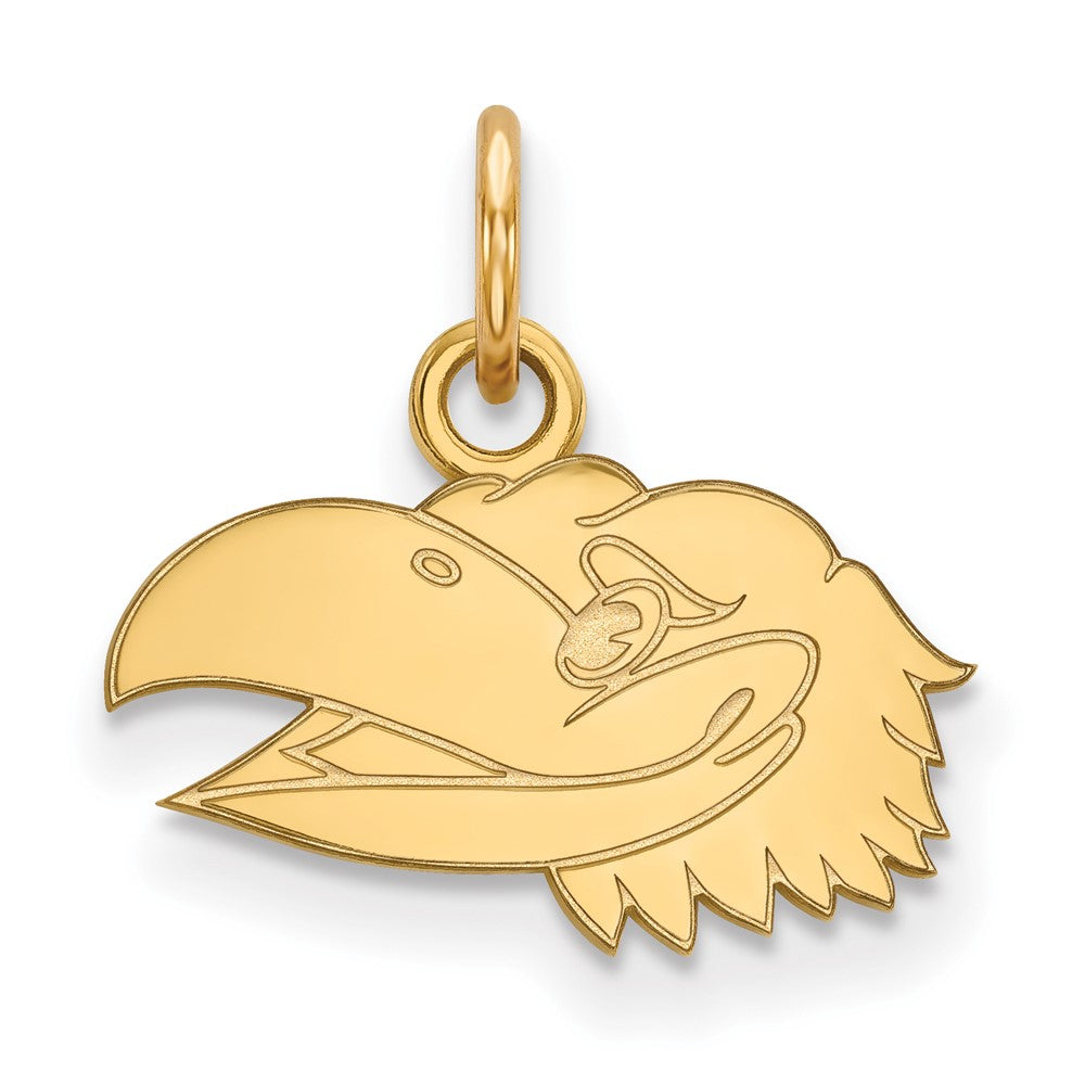 14K Yellow Gold Logoart University Of Kansas Jayhawk Extra Small Pendant