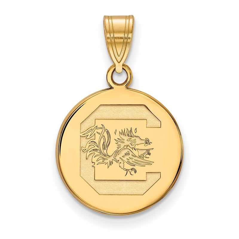 14K Yellow Gold Logoart University Of South Carolina Medium Disc Pendant