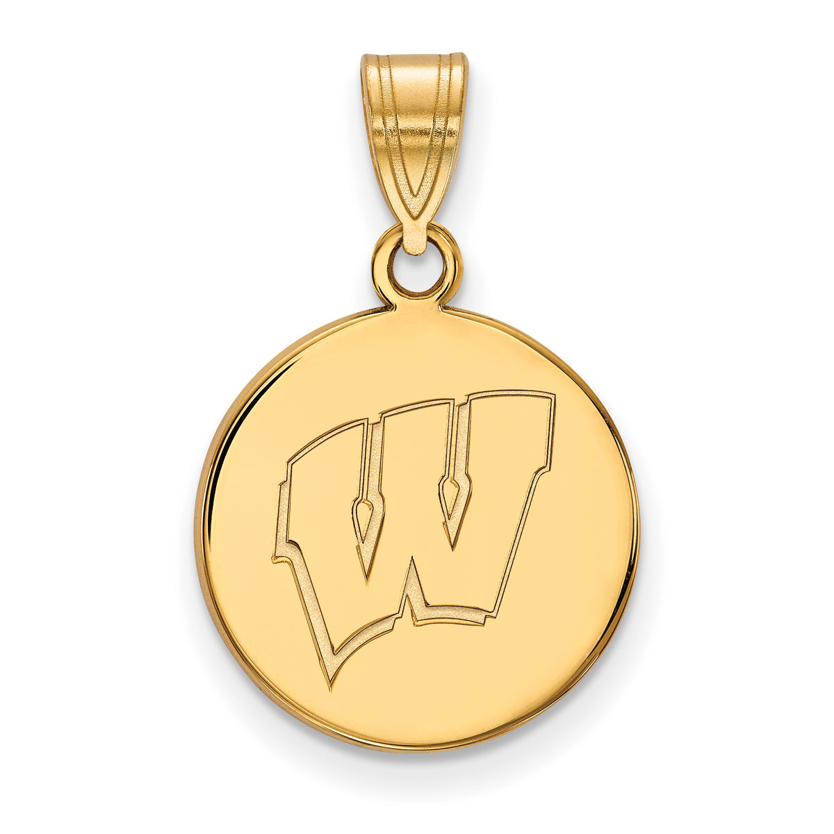 10K Yellow Gold Logoart University Of Wisconsin Letter W Medium Disc Pendant