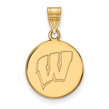 10K Yellow Gold Logoart University Of Wisconsin Letter W Medium Disc Pendant
