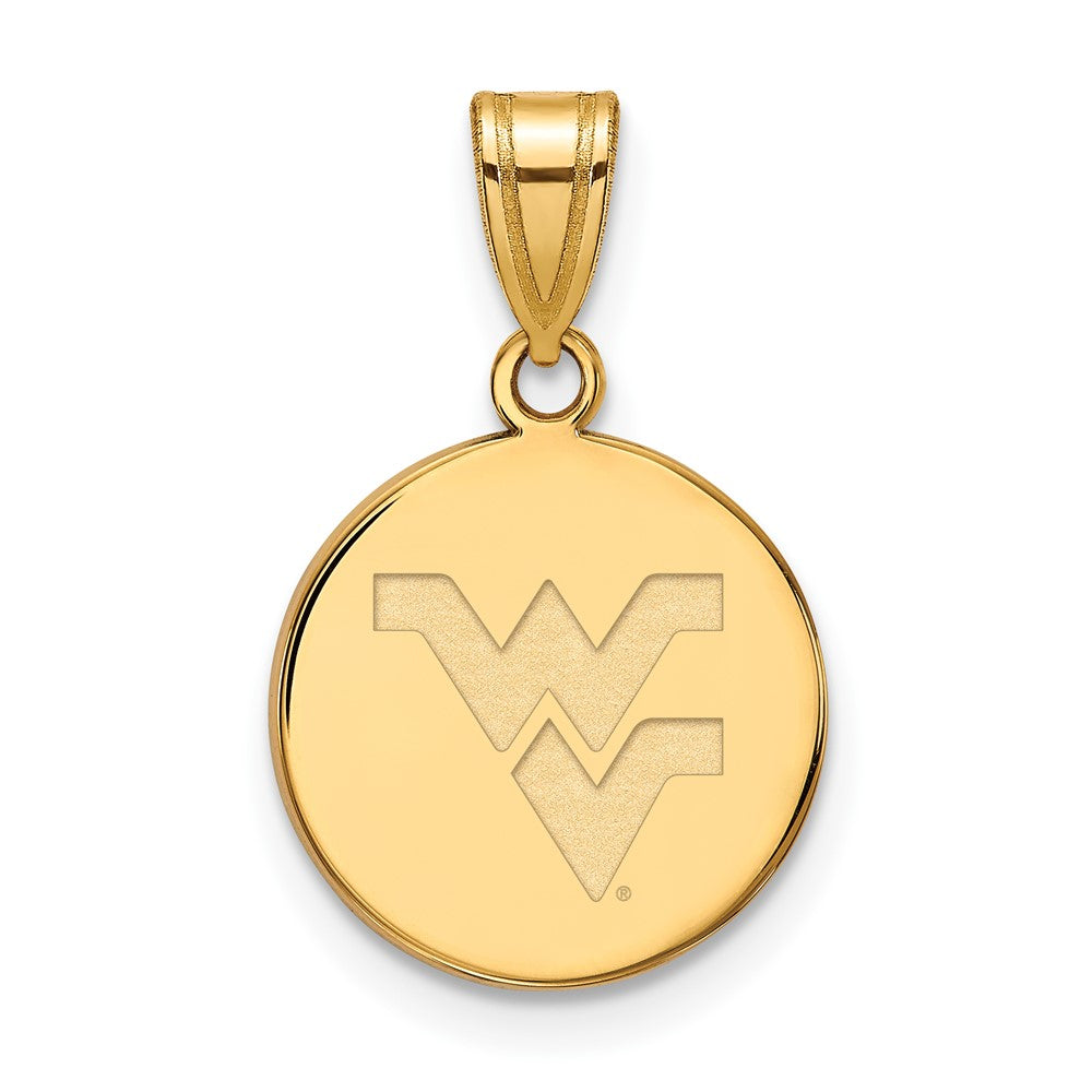 Gold Plated Sterling Silver Logoart West Virginia University W V Medium Disc Pendant
