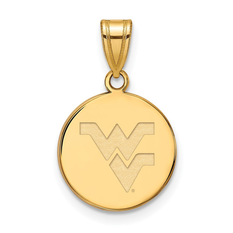 10K Yellow Gold Logoart West Virginia University W V Medium Disc Pendant