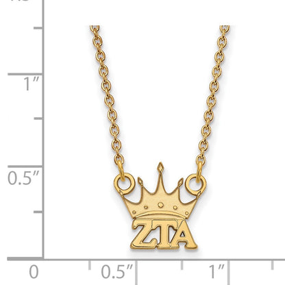 Gold Plated Sterling Silver Logoart Zeta Tau Alpha Sorority Symbol Extra Small Pendant 18 Inch Necklace