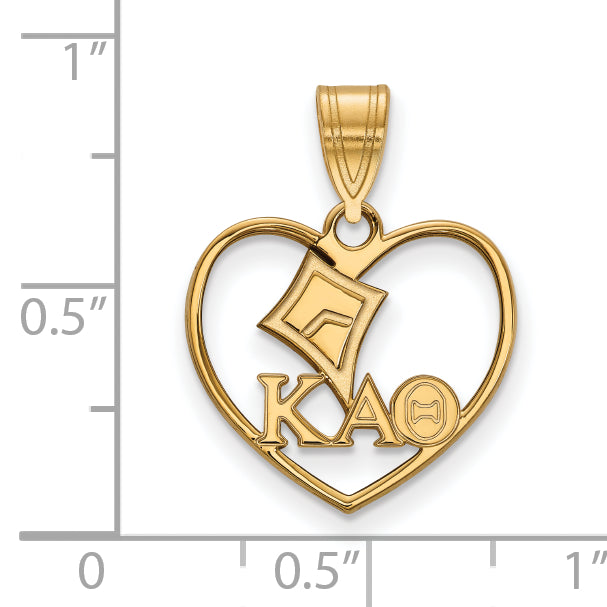 Gold Plated Sterling Silver Logoart Kappa Alpha Theta Sorority Symbol Heart Pendant