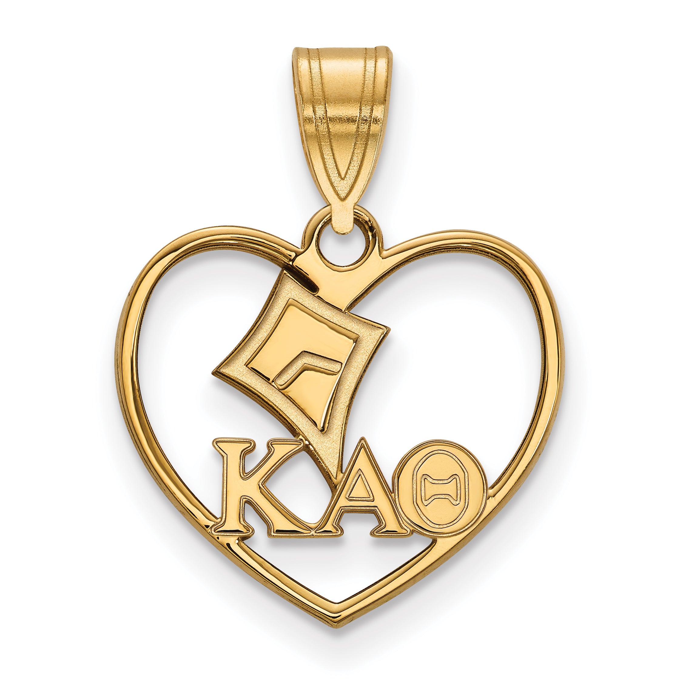 Gold Plated Sterling Silver Logoart Kappa Alpha Theta Sorority Symbol Heart Pendant