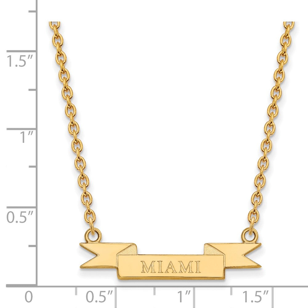 Gold Plated Sterling Silver Logoart Miami University Ohio Small Banner Pendant 18 Inch Necklace