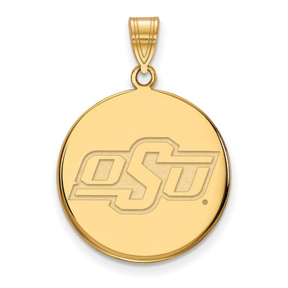 Gold Plated Sterling Silver Logoart Oklahoma State University O S U Large Disc Pendant